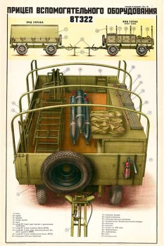 1539. Военный ретро плакат: Прицеп вспомогательного оборудования ВТ 322