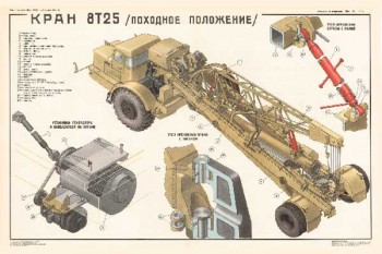 1557. Военный ретро плакат: Кран 8Т25 /походное положение/