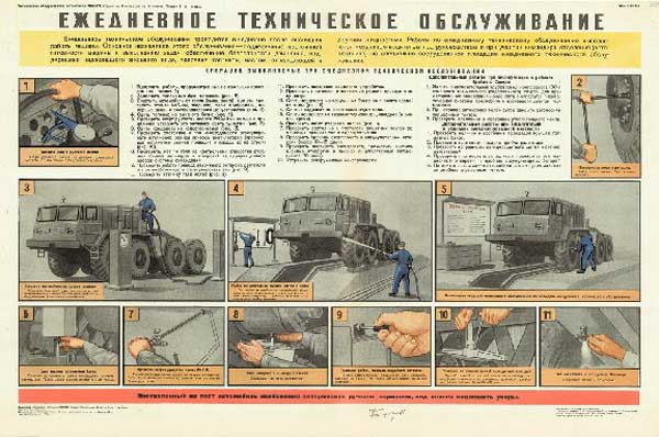 1525. Военный ретро плакат: Ежедневное техническое обслуживания