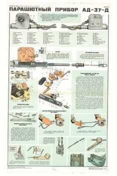 1606. Военный ретро плакат: Парашютный прибор АД-ЗУ-Д