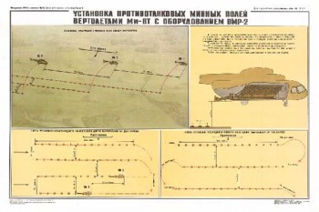 1608. Военный ретро плакат: Установка противотанковых минных полей вертолетами МИ-8Т с оборудованием ВМР-2