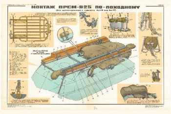 1690. Военный ретро плакат: Монтаж ПРСМ-925 по-походному