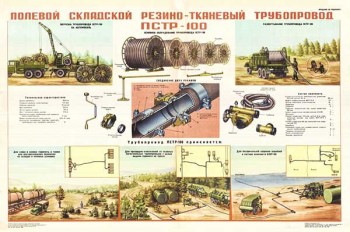 1754. Военный ретро плакат: Полевой складской резиново-тканевый трубопровод ПСТР-100