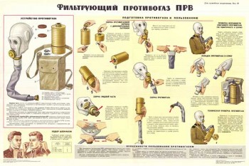 1779. Военный ретро плакат: Фильтрующий противогаз ПРВ