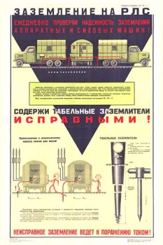 1797. Военный ретро плакат: Заземление на РЛС