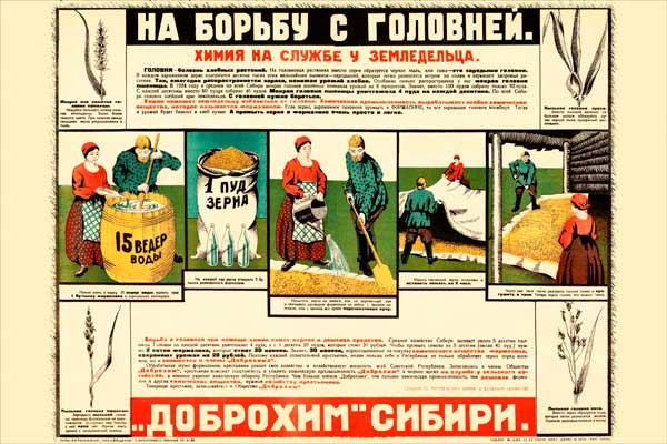 1865-3. Советский плакат: На борьбу с головней. Химия на службе у земледельца