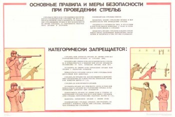 0155-1. Военный ретро плакат: Основные правила и мера безопасности при проведении стрельб