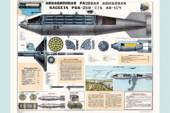 1330-6. Военный ретро плакат: Авиационная разовая бомбовая кассета РБК-250-275 АВ-1СЧ