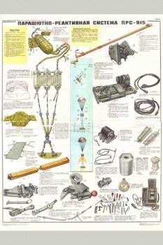 1961. Военный ретро плакат: Парашютно-реактивная система ПРС 915