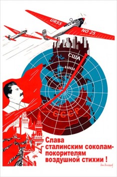 2134. Советский плакат: Слава сталинским соколам - покорителям воздушной стихии!