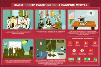 29. Плакат по пожарной безопасности: Обязанности работников на рабочих местах