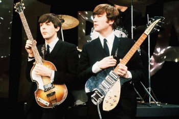 059. Постер: The Beatles. Участники группы с инструментами