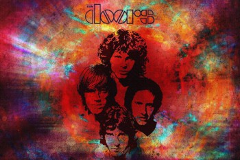 142-2. постер: группа the Doors на ярком фоне
