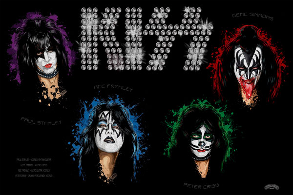 241. Постер: Kiss: Gene Simmons, Paul Stanley, Peter Criss, Ace Freyli - музыканты группы