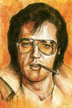 349. Постер: Король рок-н-ролла - Elvis Presley, рисунок акварелью