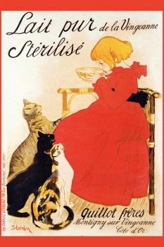 006. Ретро плакат западных стран: Lait pur. Sterilise Poster by Theophile Alexandre Steinlen