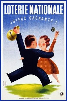 012. Ретро плакат западных стран: Loterie Nationale. Poster by Edgar Derouet and Charles Lesacq