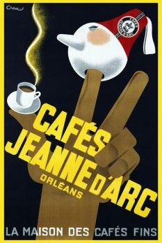 017. Ретро плакат западных стран: Cafes Jeanne d'Arc. Poster by Carl Chew