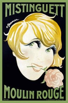 033. Ретро плакат западных стран: Mistinguett Moulin Rouge. Poster by Charles Gesmar