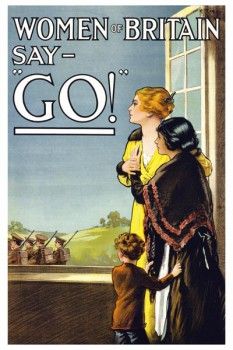 078. Ретро плакат западных стран: Women of Britain Say - "Go!" Recruitment. Poster by E.V. Kealey
