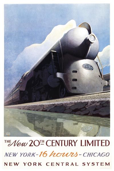 083. Ретро плакат западных стран: The New 20th-Century Limited. Poster by Leslie Ragan