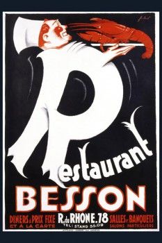088. Ретро плакат западных стран: Restaurant Besson. Poster by Noel Fontanet