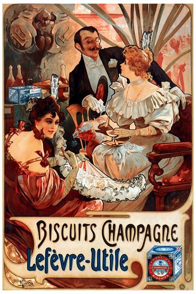 100. Ретро плакат западных стран: Biscuits Champagne Lefevre-Utile