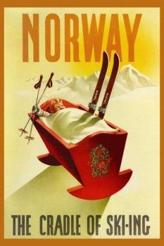 142. Ретро плакат западных стран: Norway. The Cradle of Ski-ing