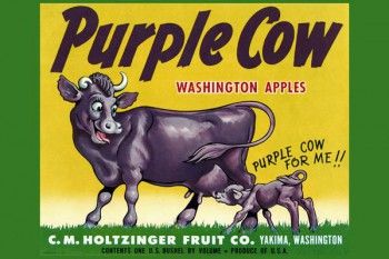 160. Ретро плакат западных стран: Purple Cow. Washington apples