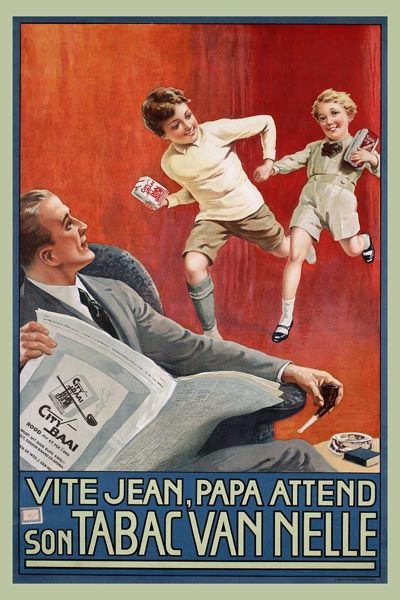244. Иностранный плакат: Vite Jean, papa attend son Tabac Van Nelle