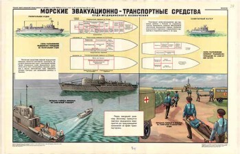 0235. Военный ретро плакат: Морские эвакуационно-транспортные средства