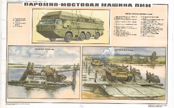 0465. Военный ретро плакат: Паромно-мостовая машина ПММ