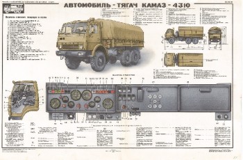 0471. Военный ретро плакат: Автомобиль - тягач Камаз-4310