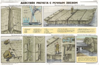 0525. Военный ретро плакат: Действие расчета с речным звеном