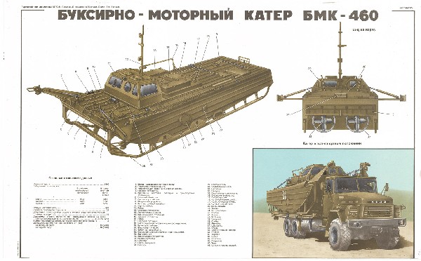 0530. Военный ретро плакат: Буксирно-моторный катер БМК-460
