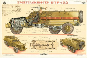 0719. Военный ретро плакат: Бронетранспортер БТР-152