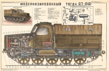 0723. Военный ретро плакат: Модернизированный тягач АТ-Л(А)