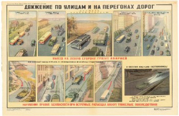 0750. Военный ретро плакат: Движения по улицам и на перегонах дорог