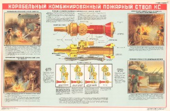 0797. Военный ретро плакат: Корабельный пожарный ствол КС