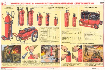 0804. Военный ретро плакат: Углекислотные и углекислотно-бромэтиловые огнетушители