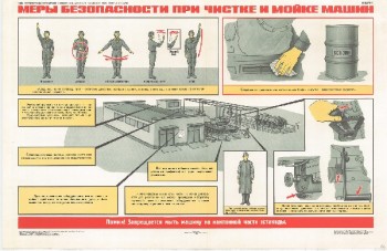 0902. Военный ретро плакат: Меры безопасности при чистке и мойке машин