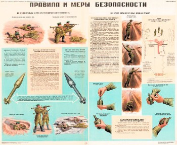 0947. Военный ретро плакат: Правила и меры безопасности