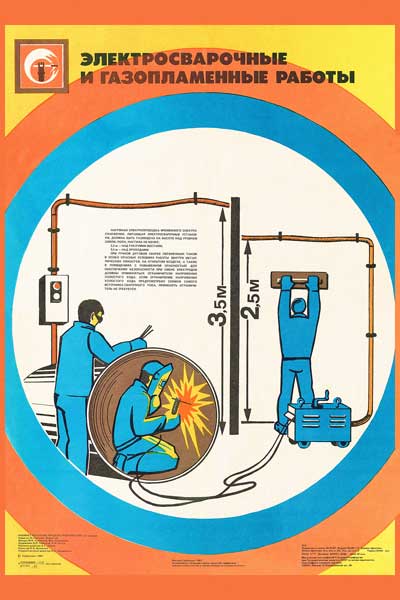 1520. Советский плакат: Электросварочные и газопламенный работы