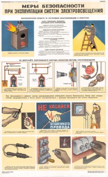 1549. Советский плакат: Меры безопасности при эксплуатации систем электроосвещения