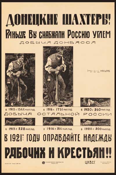 1819. Советский плакат: Донецкие шахтеры!