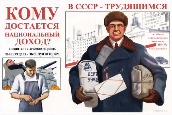 736. Советский плакат: Кому достается национальный доход?