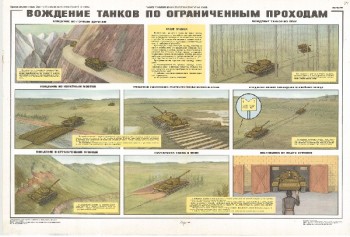 1099. Военный ретро плакат: Вождение танков по ограниченным проходам