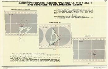 1127. Военный ретро плакат: Дешифрование пленки ФКП СШ-45, С-13 и АКС-5 при стрельбе по воздушным целям