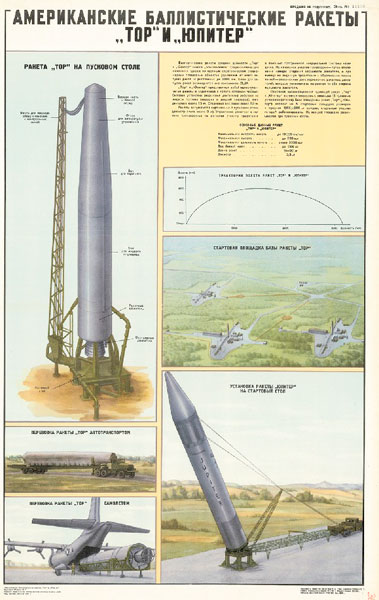 1153. Военный ретро плакат: Американские баллистические ракеты "Тор" и "Юпитер"