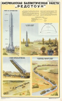 1154. Военный ретро плакат: Американская баллистическая ракета "Редстоун"